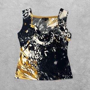 Chic, Bold patterned, black & yellow blouse from Picadilly Fashion.